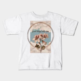 Art beautiful dream love romantic clouds sky aesthetic retro vintage flower floral print inspired artsy renaissance classic classy good vibes positivity inspiration motivation Kids T-Shirt